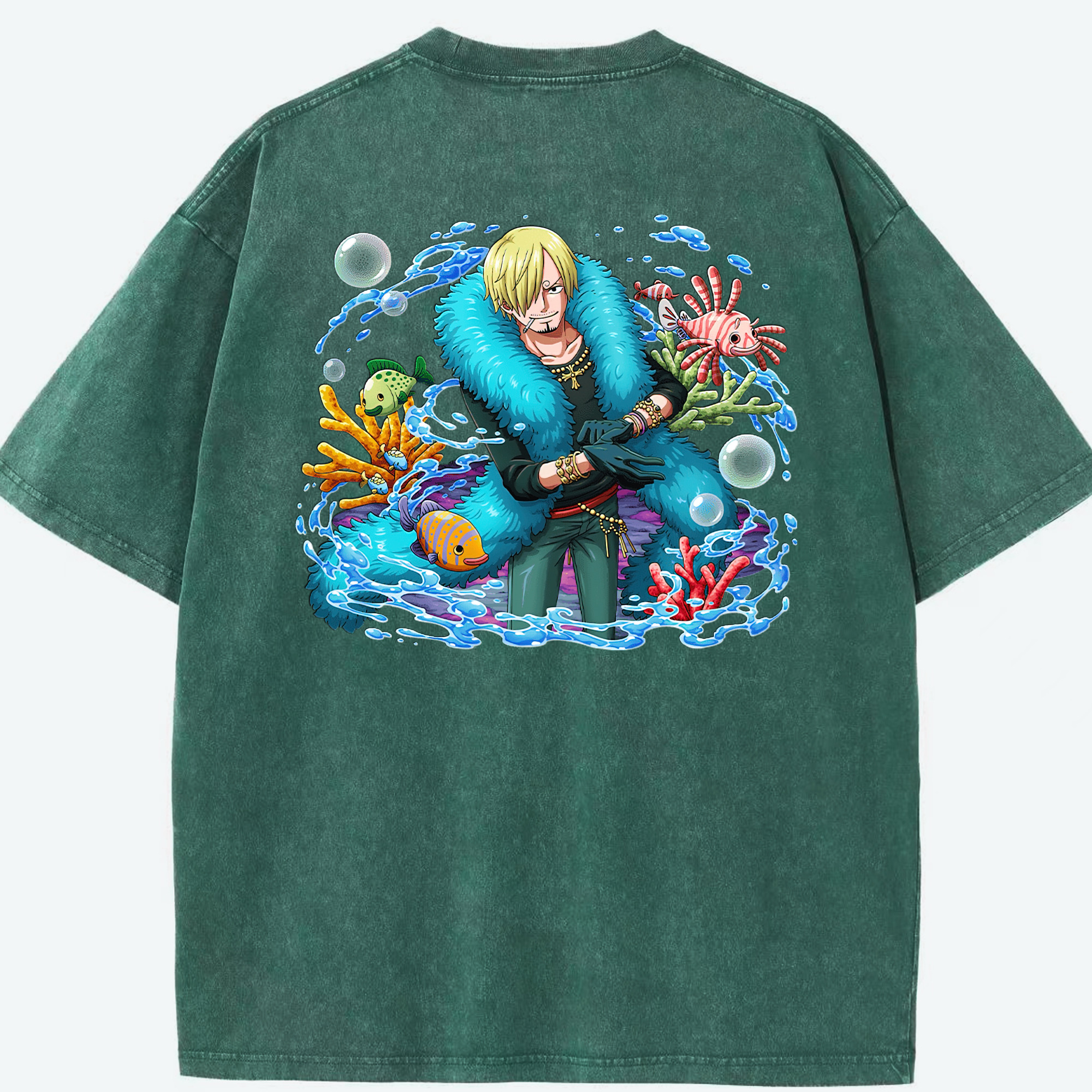ワンピース サンジ ONE PIECE Sanji 綿100% ヴィンテージ風 半袖Tシャツ（背面プリント）